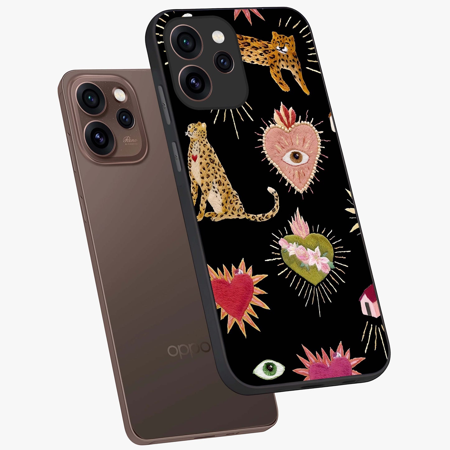 Sacred Jungle Heart Glass Case displayed in angled mockup highlighting lush tropical design with natural aesthetic style.