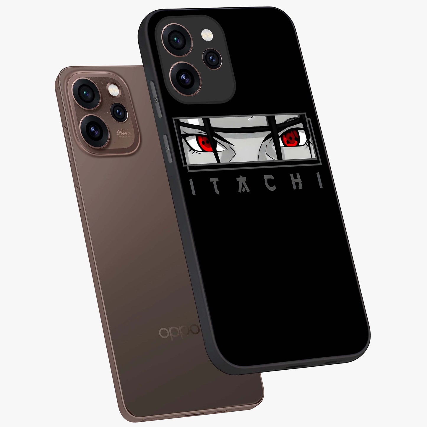 Scarlet Gaze Dominance Glass Case displayed in angled mockup highlighting intense visual design with bold scarlet aesthetic.