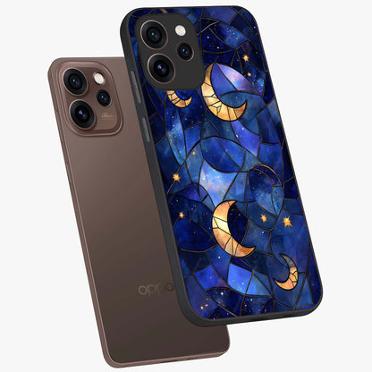 Starlit Sky Tapestry Glass Case displayed in angled mockup highlighting celestial night pattern with artistic aesthetic style.