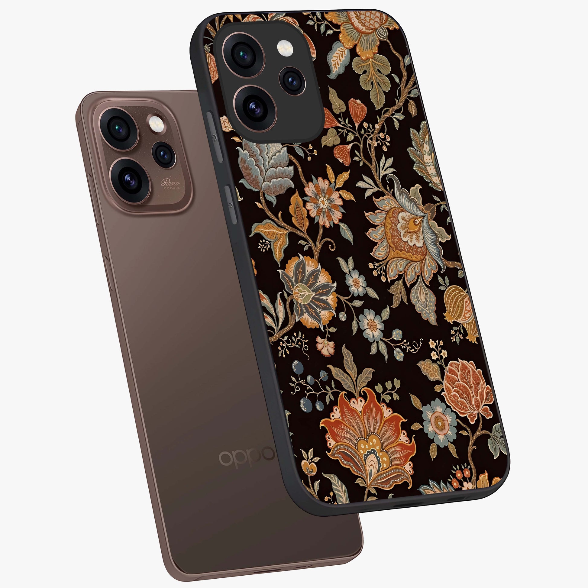 Vintage Floral Dream Glass Case displayed in angled mockup highlighting elegant vintage flower design with soft aesthetic style.