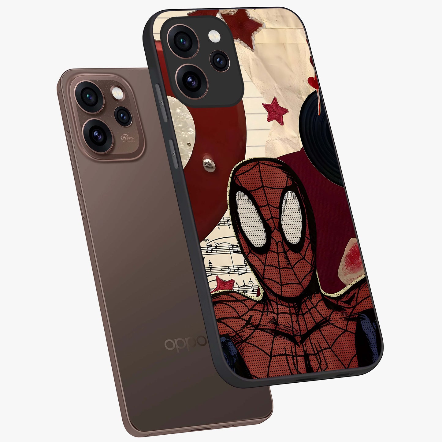 Web Warrior Vibes Glass Case displayed in angled mockup highlighting dynamic web design with comic style aesthetic.