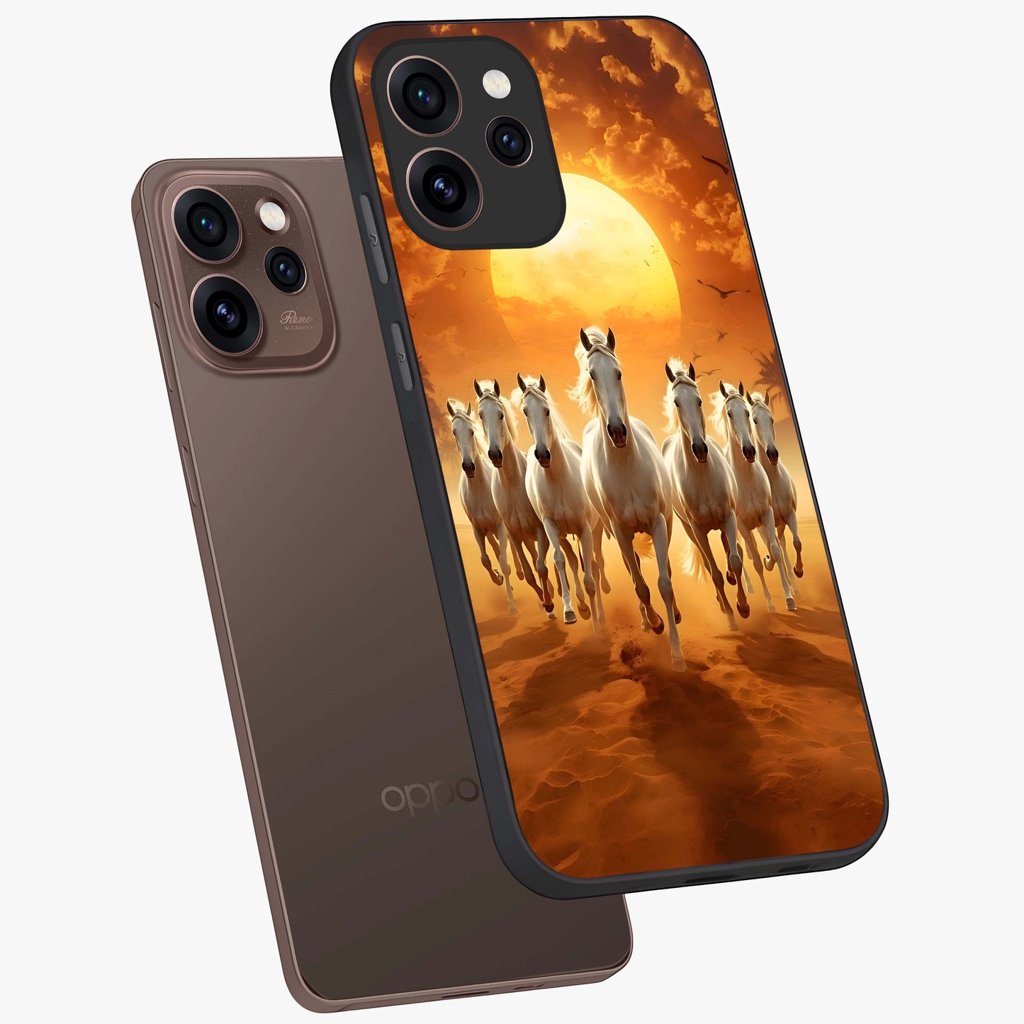 Wild Sunset Majesty Glass Case displayed in angled mockup highlighting vibrant sunset sky design with scenic aesthetic.