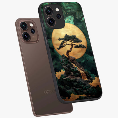 Zen Moon Rise Glass Case displayed in angled mockup highlighting peaceful lunar design with zen aesthetic style.