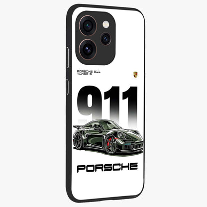 911 Turbo Dominance Glass Case upright perspective showcasing powerful racing design and modern automotive aesthetic.