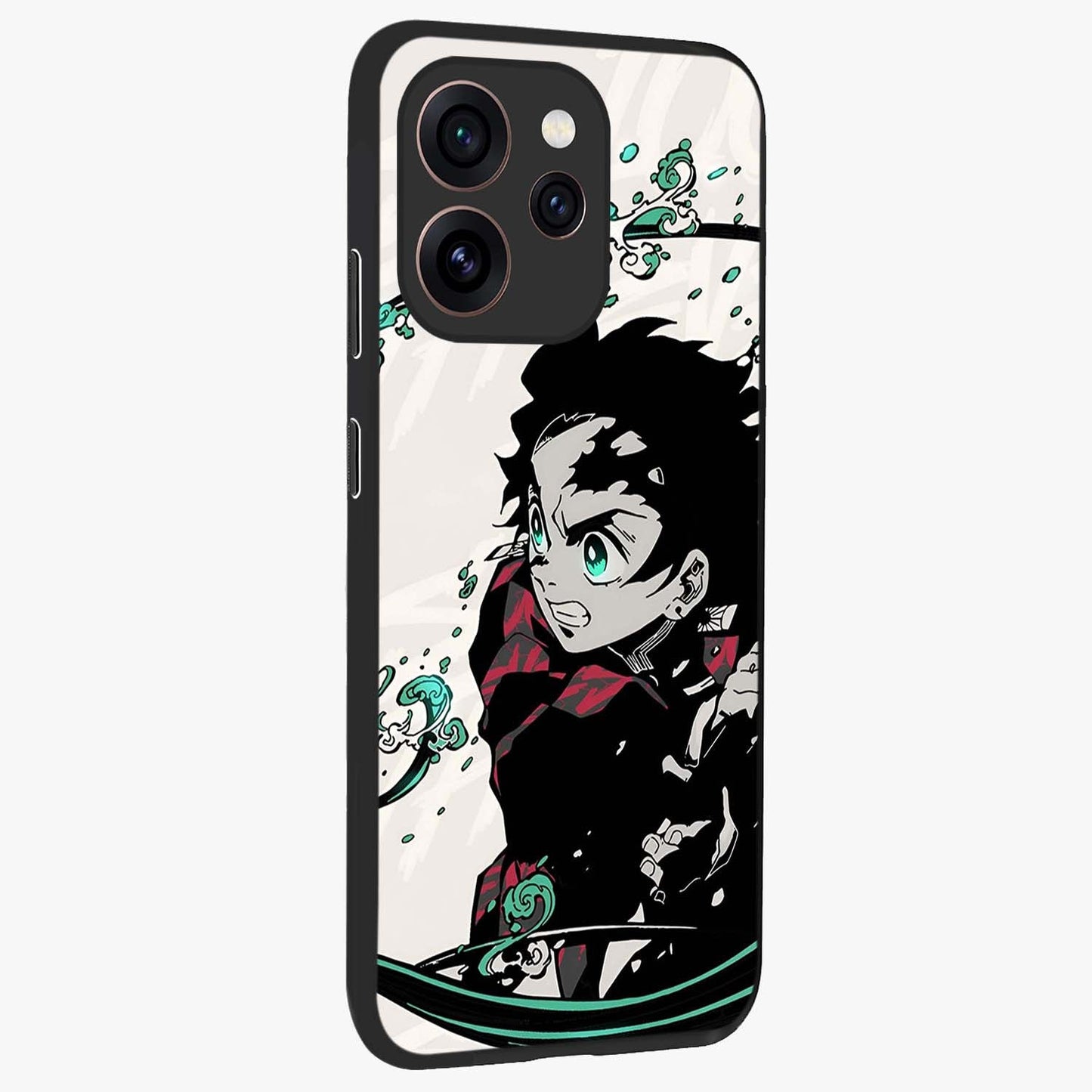 Demon Slayer Glass Case upright view showcasing powerful anime artwork with intense warrior theme.