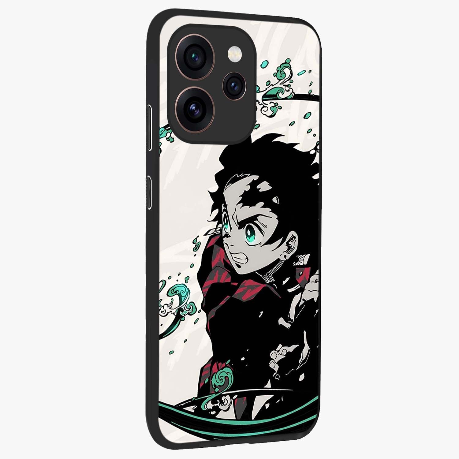 Demon Slayer Glass Case upright view showcasing powerful anime artwork with intense warrior theme.