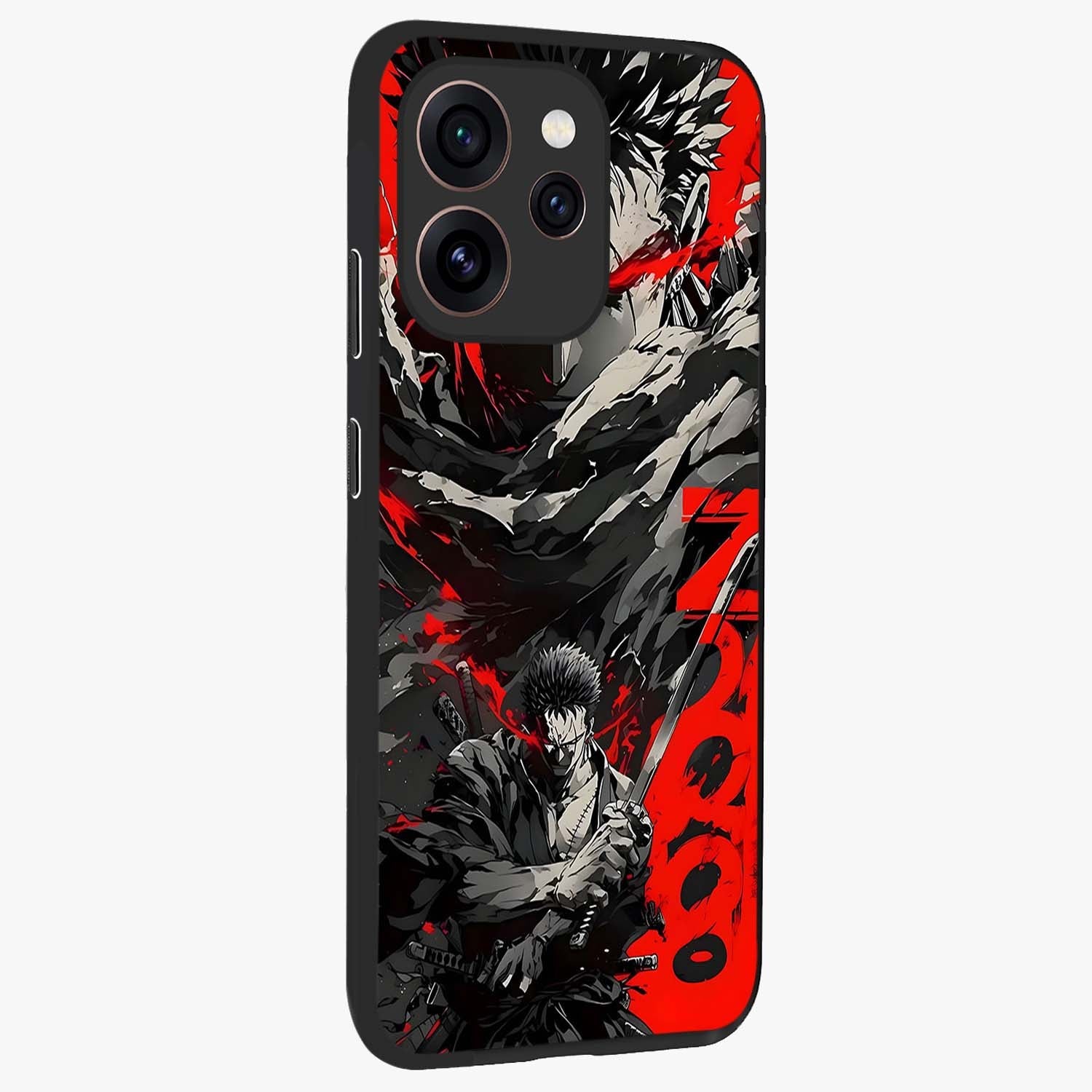 Demon Sword Resolve Glass Case upright view showcasing dramatic warrior artwork with intense battle theme.