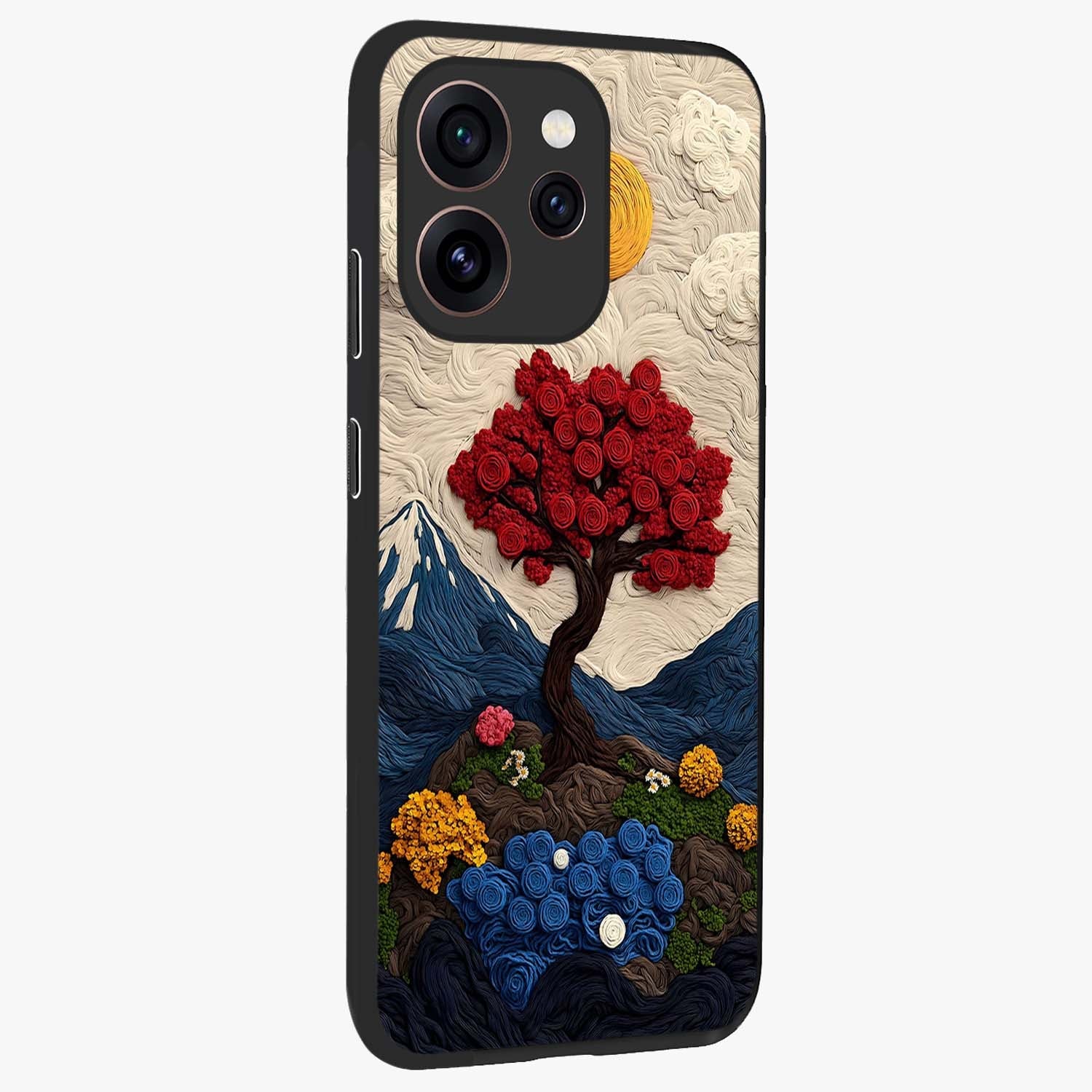 Eternal Nature Tapestry Glass Case upright view showcasing elegant nature tapestry design with decorative style.