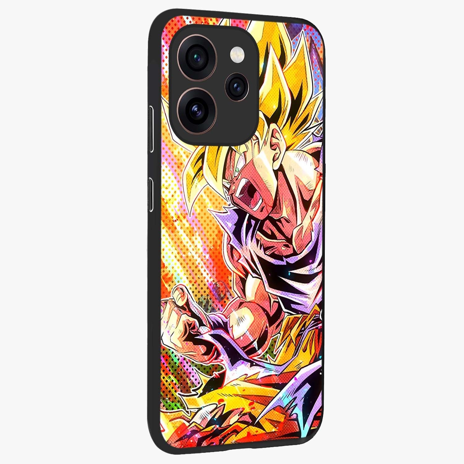 Firing Goku Glass Case upright view showcasing energetic anime artwork with bold warrior theme.