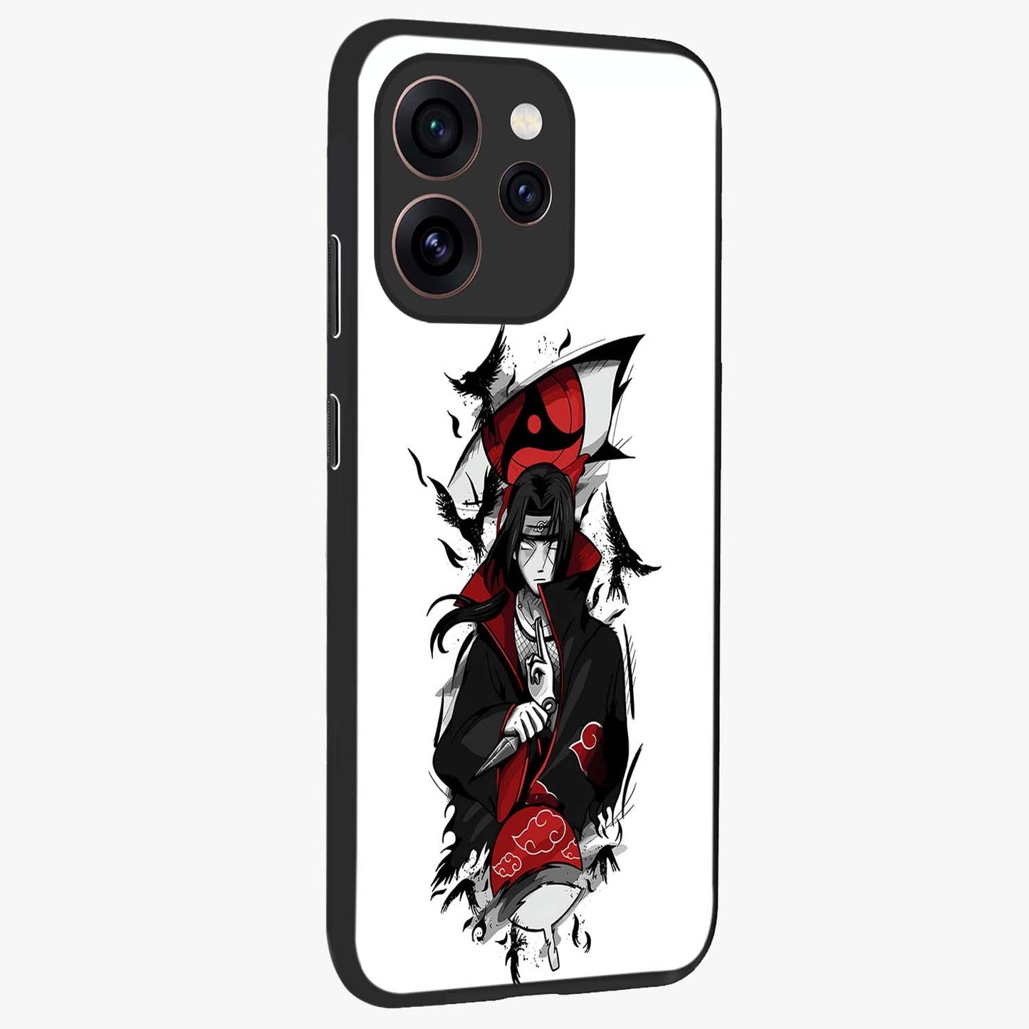 Itachi Limited Edition Naruto Anime Glass Case upright view showcasing intense anime artwork with powerful character theme.