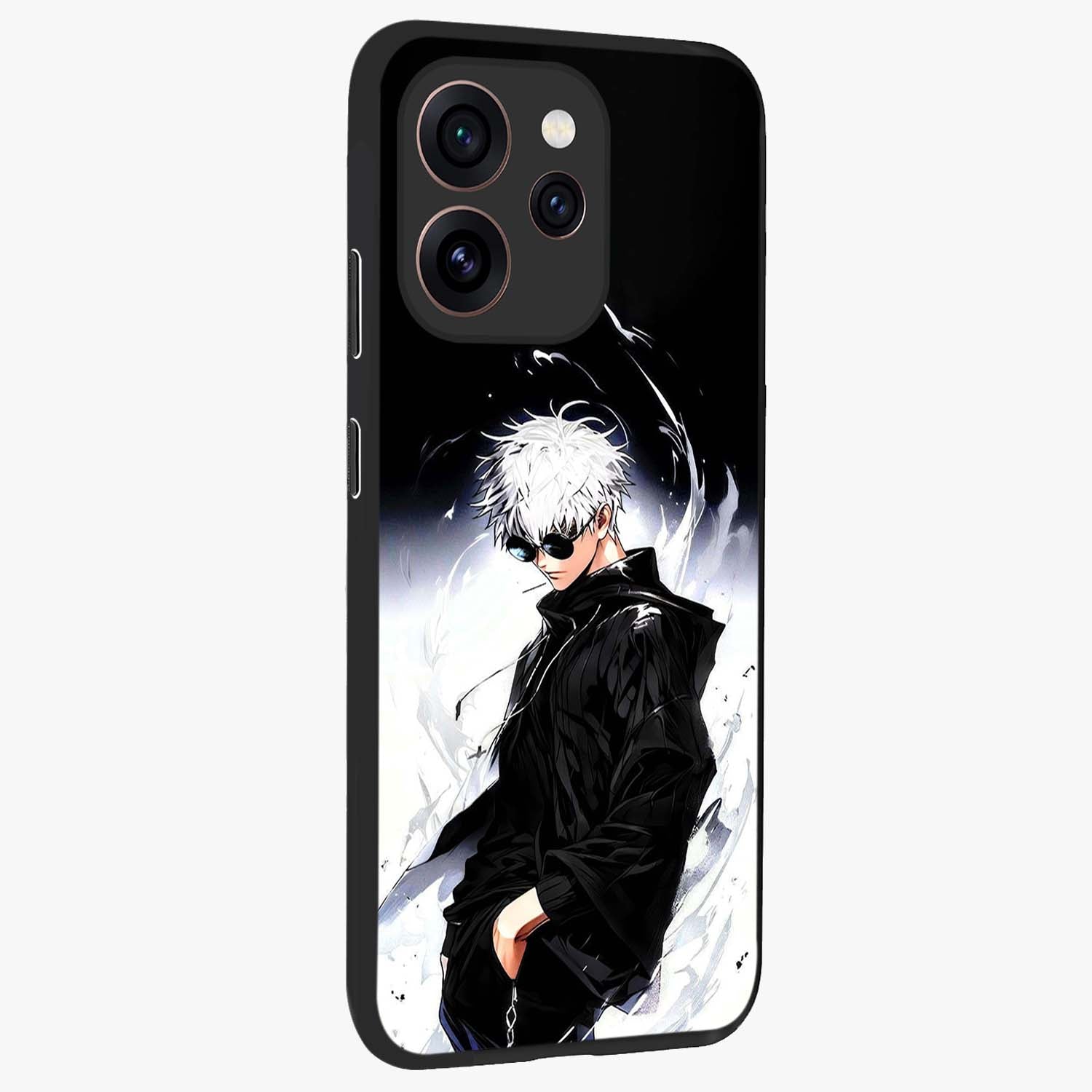 Limitless Shadow King Glass Case upright view showcasing bold shadow warrior artwork with epic fantasy theme.