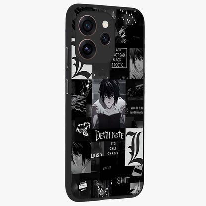 Midnight Chaos Mind Glass Case upright view showcasing expressive abstract artwork with bold dark theme.