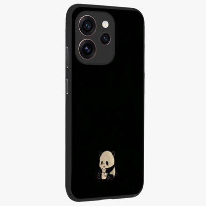 Midnight Panda Love Glass Case upright view showcasing charming panda artwork with playful romantic theme.