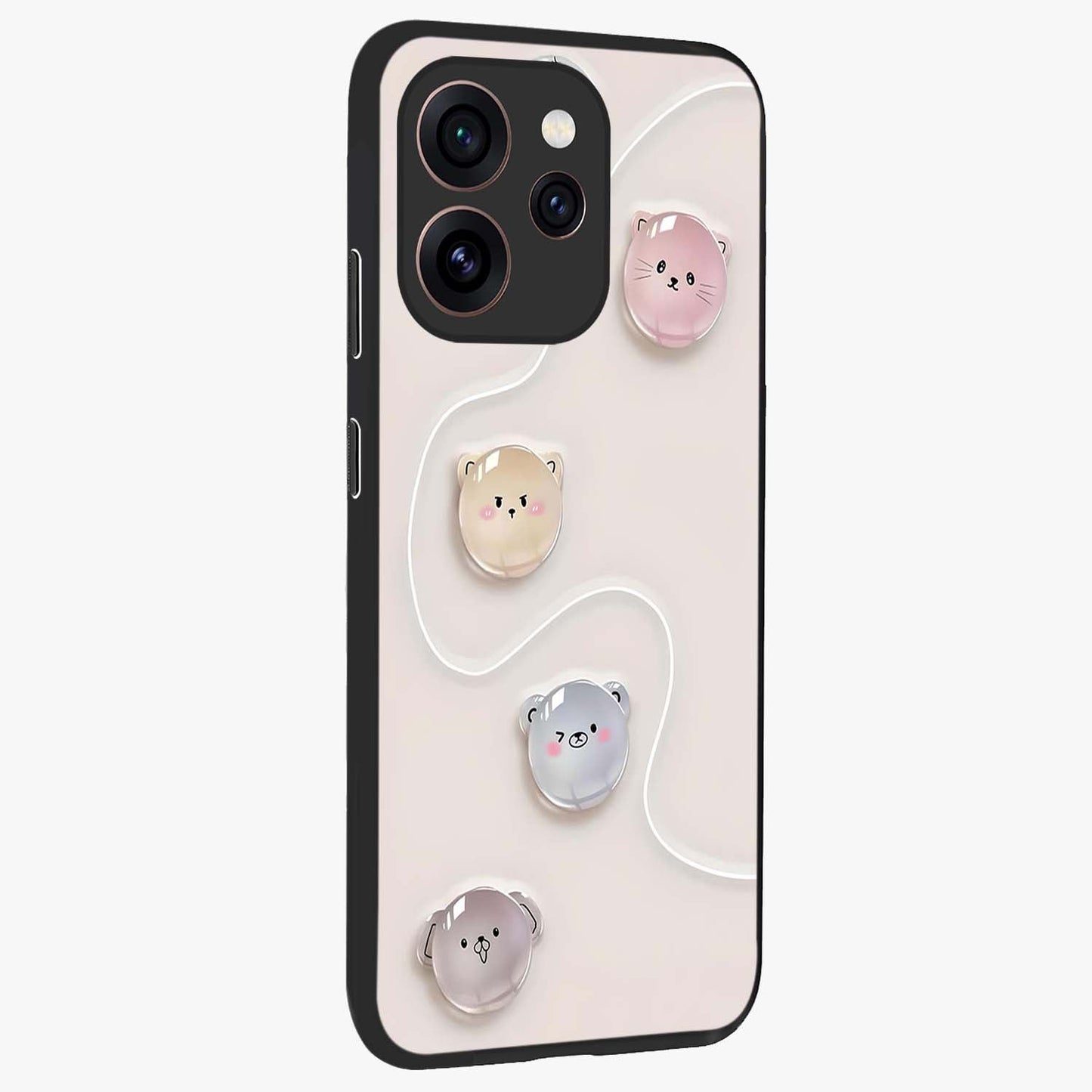 Puffy Face Parade Glass Case upright view showcasing adorable character artwork with cheerful animated theme.
