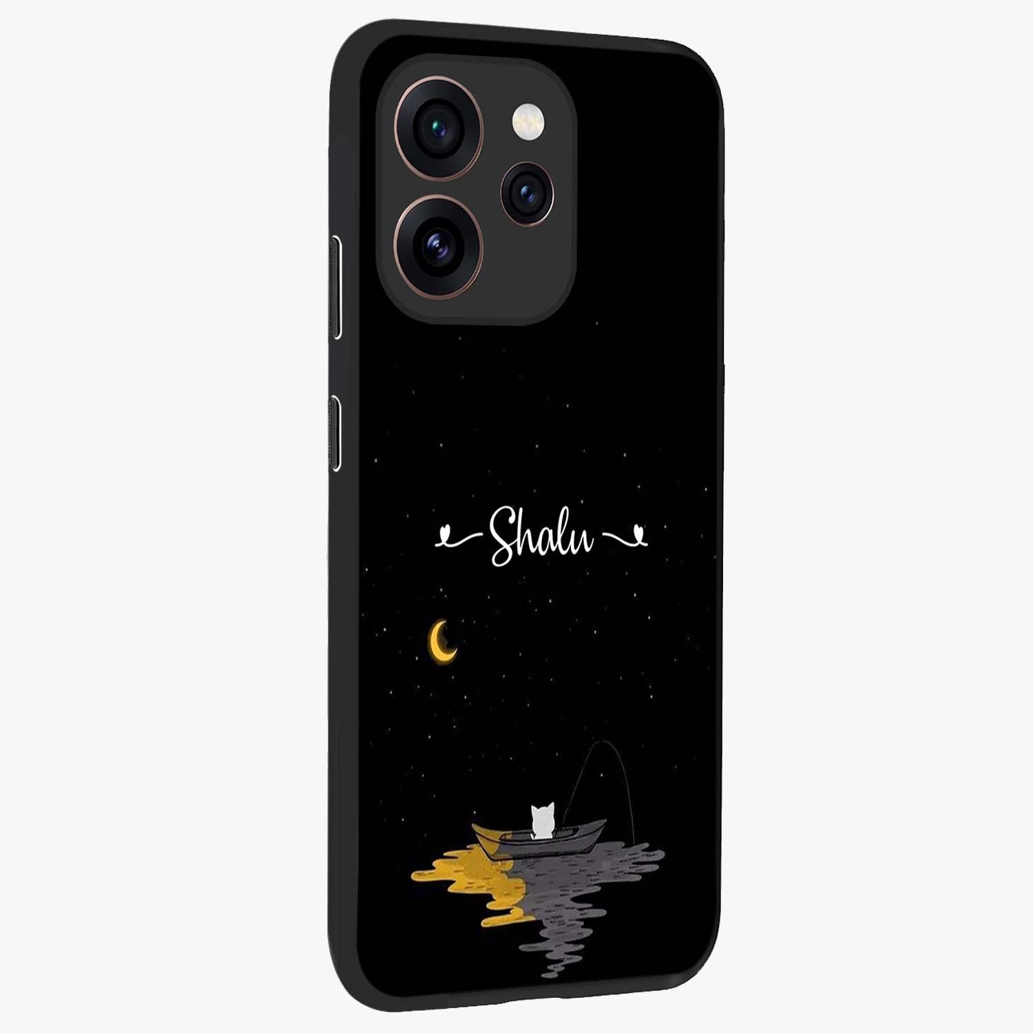 Silent Night Row Glass Case upright view showcasing tranquil night artwork with serene landscape theme.