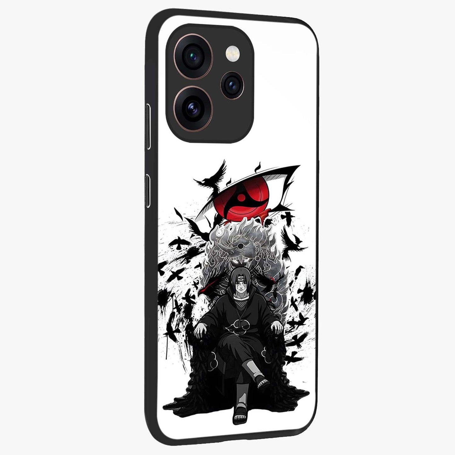 Uchiha Shadow Throne Glass Case upright view showcasing magical underwater galaxy artwork with vibrant cosmic theme.