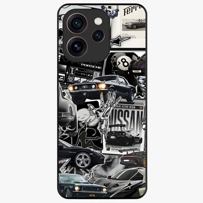 Aesthetic Dark Love Glass Case showing flat back view with dark romantic artwork and glossy glass finish.
