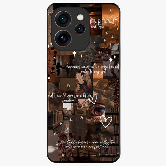 Bittersweet Aesthetic Chaos Glass Case showing flat back view with artistic chaotic aesthetic design and glossy glass finish.