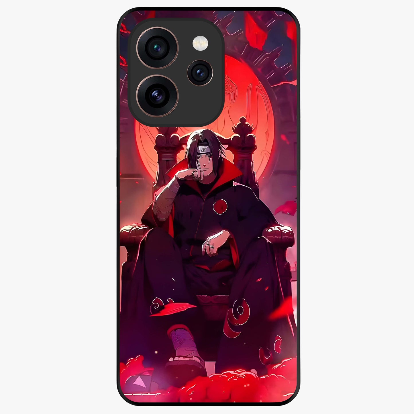 Blood Moon Sovereign Glass Case showing flat back view with mystical blood moon artwork and glossy glass finish.
