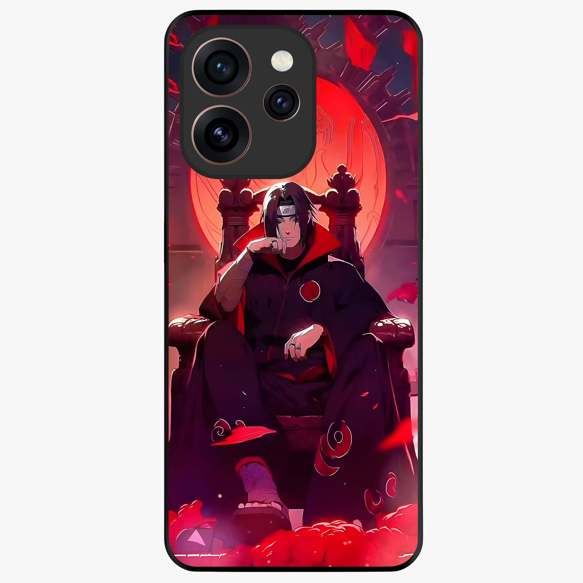 Blood Moon Sovereign Glass Case showing flat back view with mystical blood moon artwork and glossy glass finish.