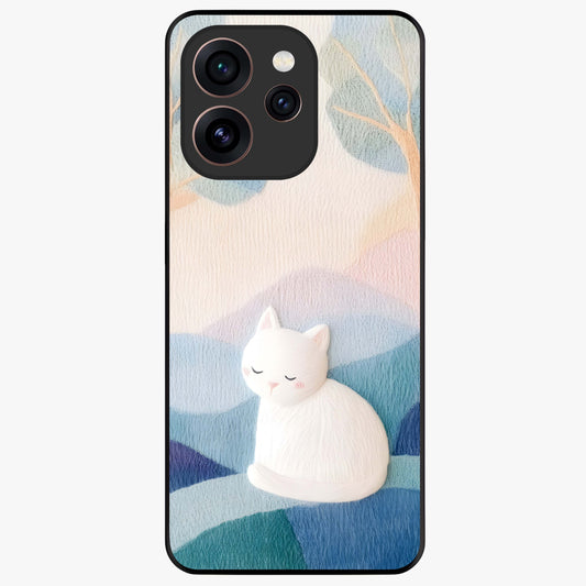 Cotton Dream Cat Glass Case showing flat back view with soft dreamy cat artwork and glossy glass finish.