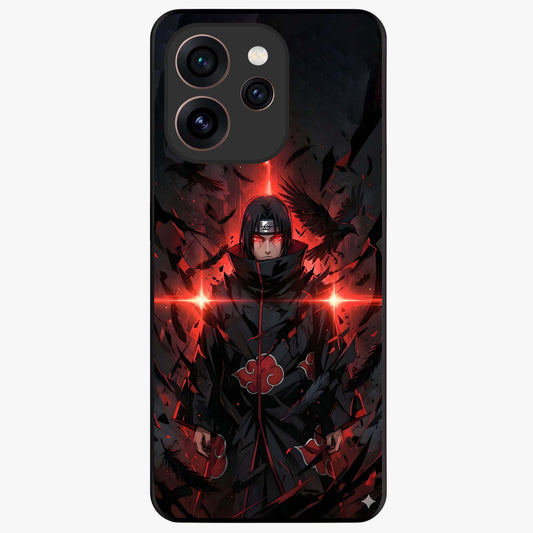 Focused Blade Discipline Glass Case showing flat back view with warrior sword themed artwork and glossy glass finish.