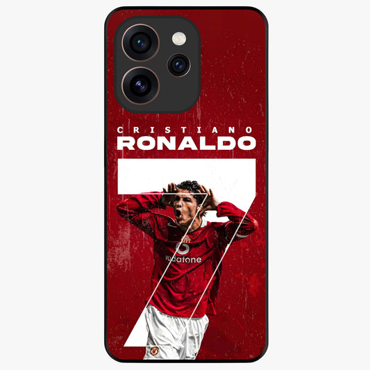 Goal Celebration Legacy Glass Case showing flat back view with football celebration inspired artwork and glossy glass finish.
