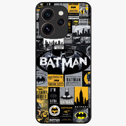 Knight Gotham Rise Glass Case showing flat back view with dark hero inspired artwork and glossy glass finish.