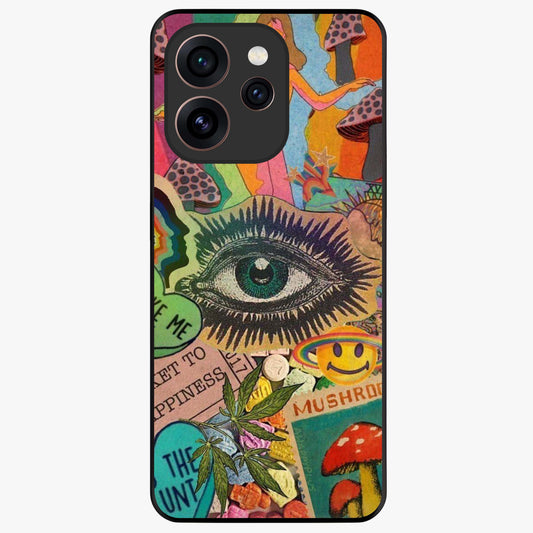 Mystic Eye Wonderland Glass Case showing flat back view with mystical eye themed artwork and glossy glass finish.