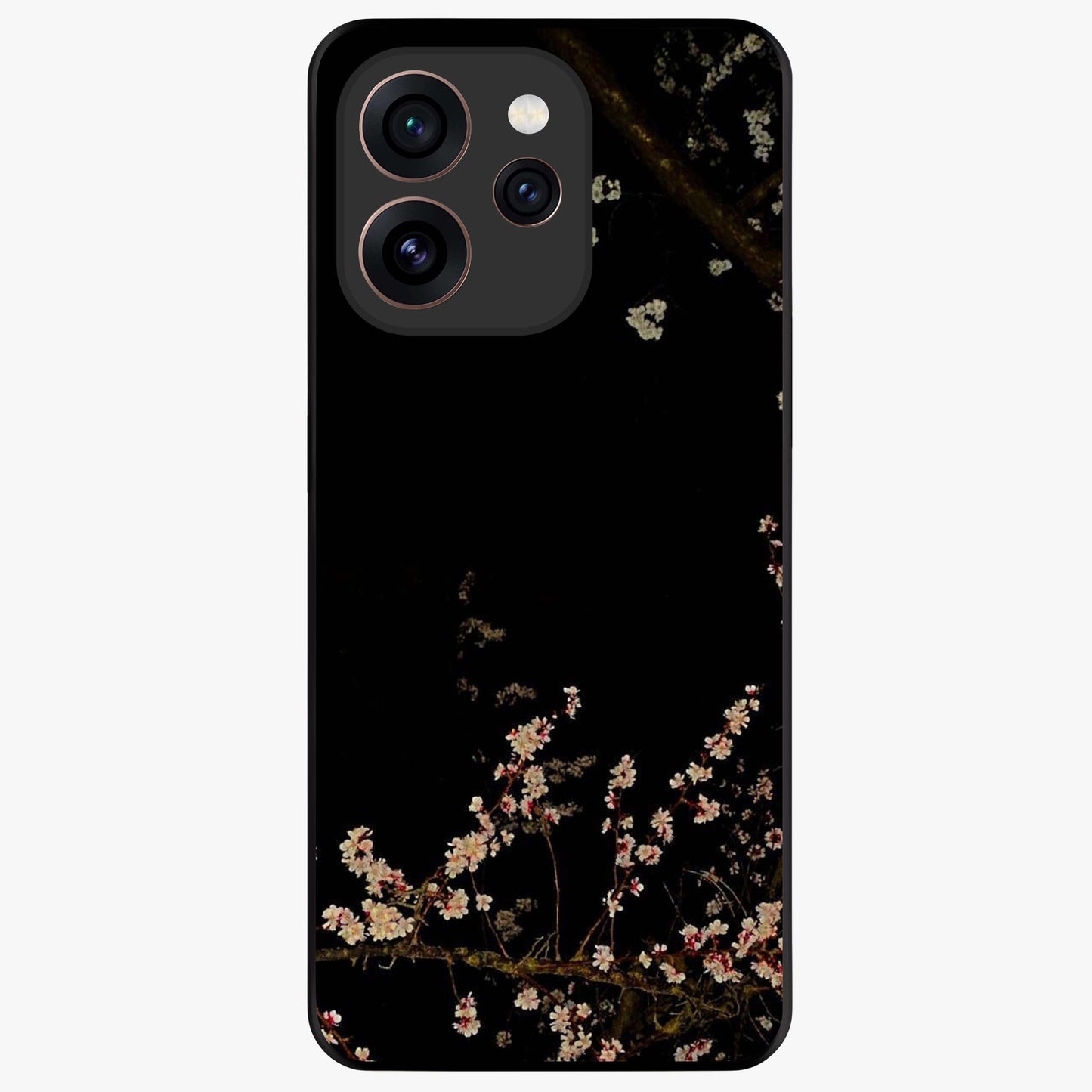 Petal Moon Light With Custom Name Glass Case showing flat back view with floral moonlight artwork and personalized name design.