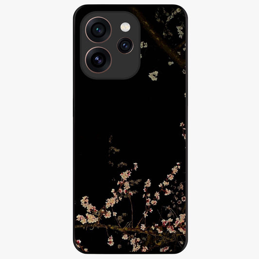 Petal Moon Light With Custom Name Glass Case showing flat back view with floral moonlight artwork and personalized name design.