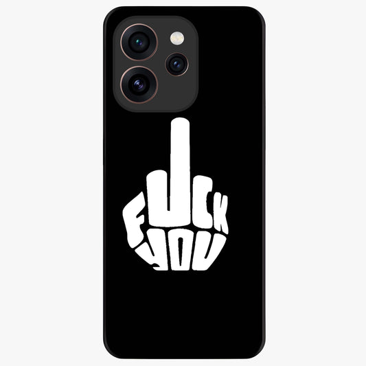 Rebel Mode On Glass Case showing flat back view with bold rebellious typography artwork and glossy glass finish.