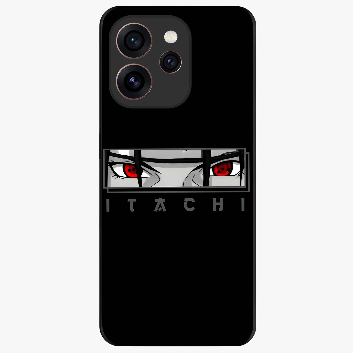 Scarlet Gaze Dominance Glass Case showing flat back view with striking red themed artwork and glossy glass finish.