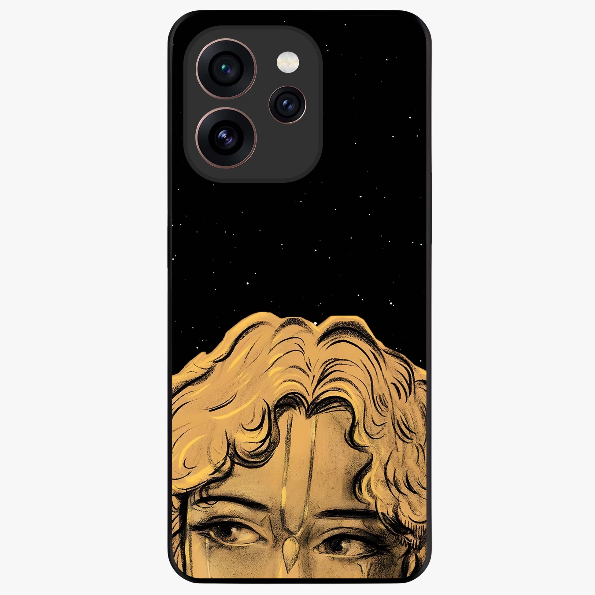 Shri Krishna Art Glass Case showing flat back view with devotional Krishna artwork and glossy glass finish.