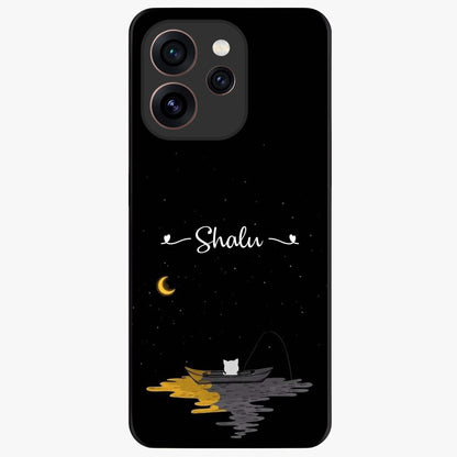 Silent Night Row Glass Case showing flat back view with calm night themed artwork and glossy glass finish.