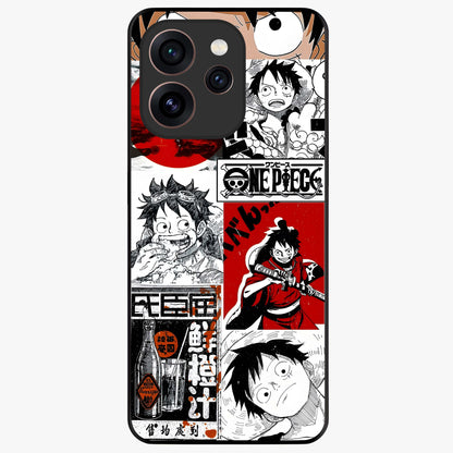 Strawhat Chaos Panels Glass Case showing flat back view with anime inspired chaos panel artwork and glossy glass finish.