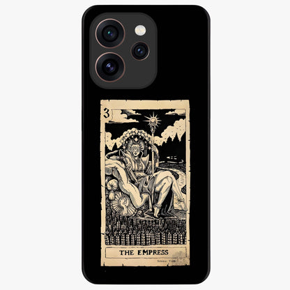 The Empress Glass Case showing flat back view with regal feminine artwork and glossy glass finish.