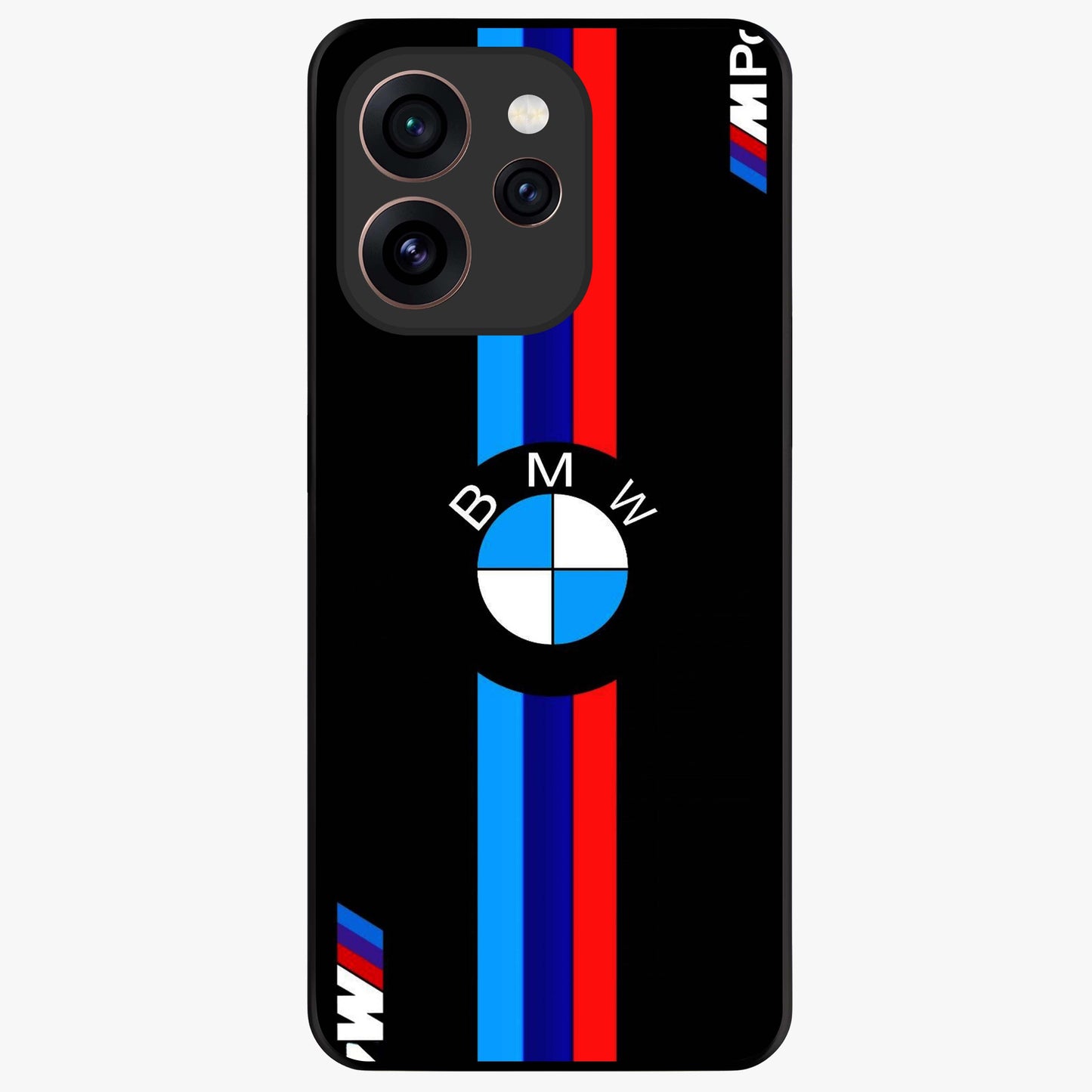 Turbo BMW Beast Glass Case showing flat back view with high performance sports car artwork and glossy glass finish.