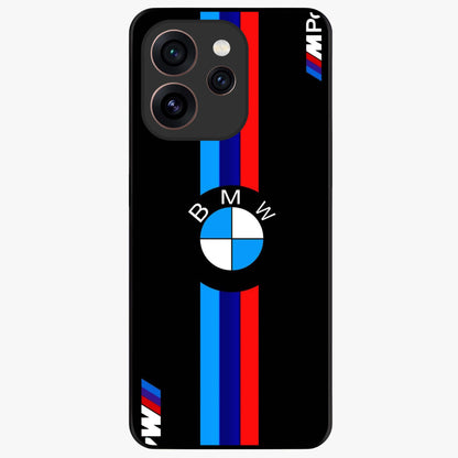 Turbo BMW Beast Glass Case showing flat back view with high performance sports car artwork and glossy glass finish.