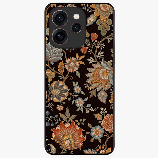 Vintage Floral Dream Glass Case showing flat back view with classic floral artwork and glossy glass finish.