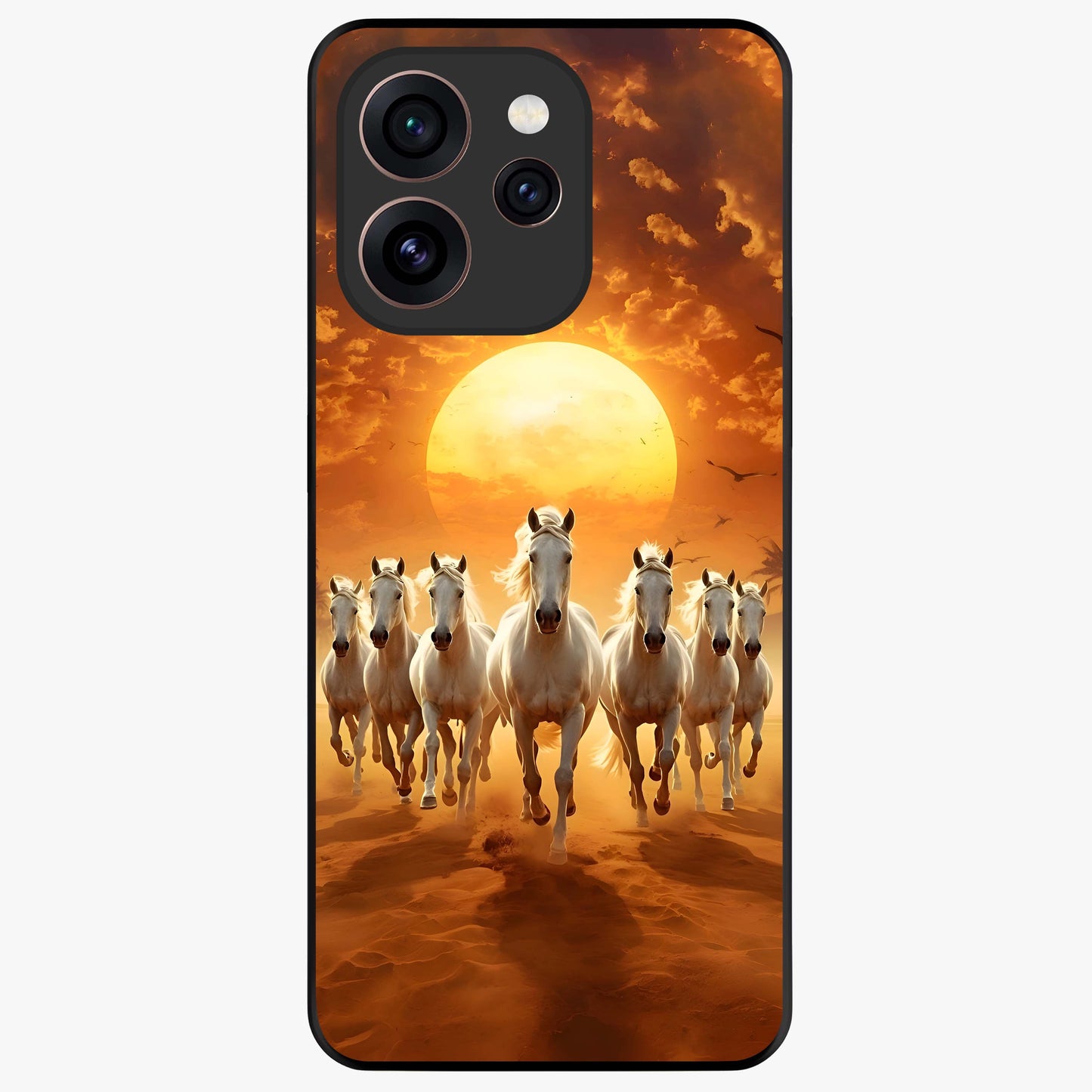 Wild Sunset Majesty Glass Case showing flat back view with majestic sunset landscape artwork and glossy glass finish.