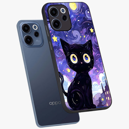 Abstract Cat Art Glass Case displayed in angled mockup highlighting modern abstract cat artwork and sleek glass surface.