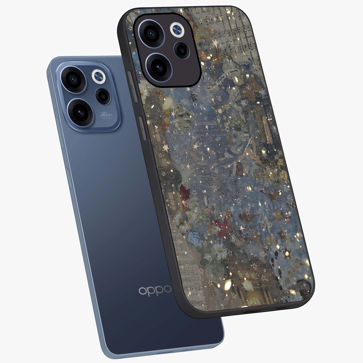Aesthetic Astrolophia Glass Case displayed in angled mockup highlighting artistic aesthetic elements and smooth glass surface.