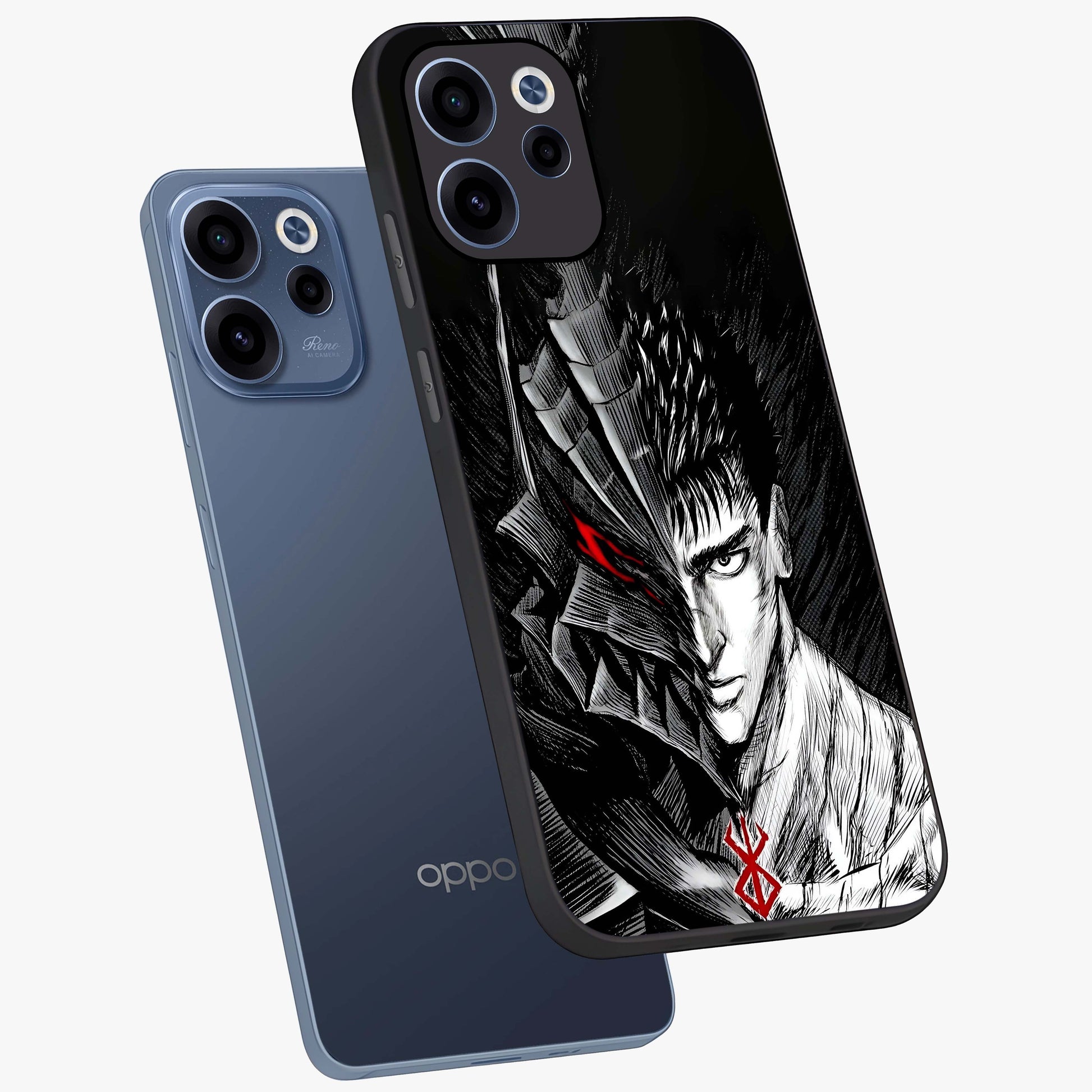 Berserker Blood Oath Glass Case displayed in angled mockup highlighting dark fantasy graphic design and powerful theme.