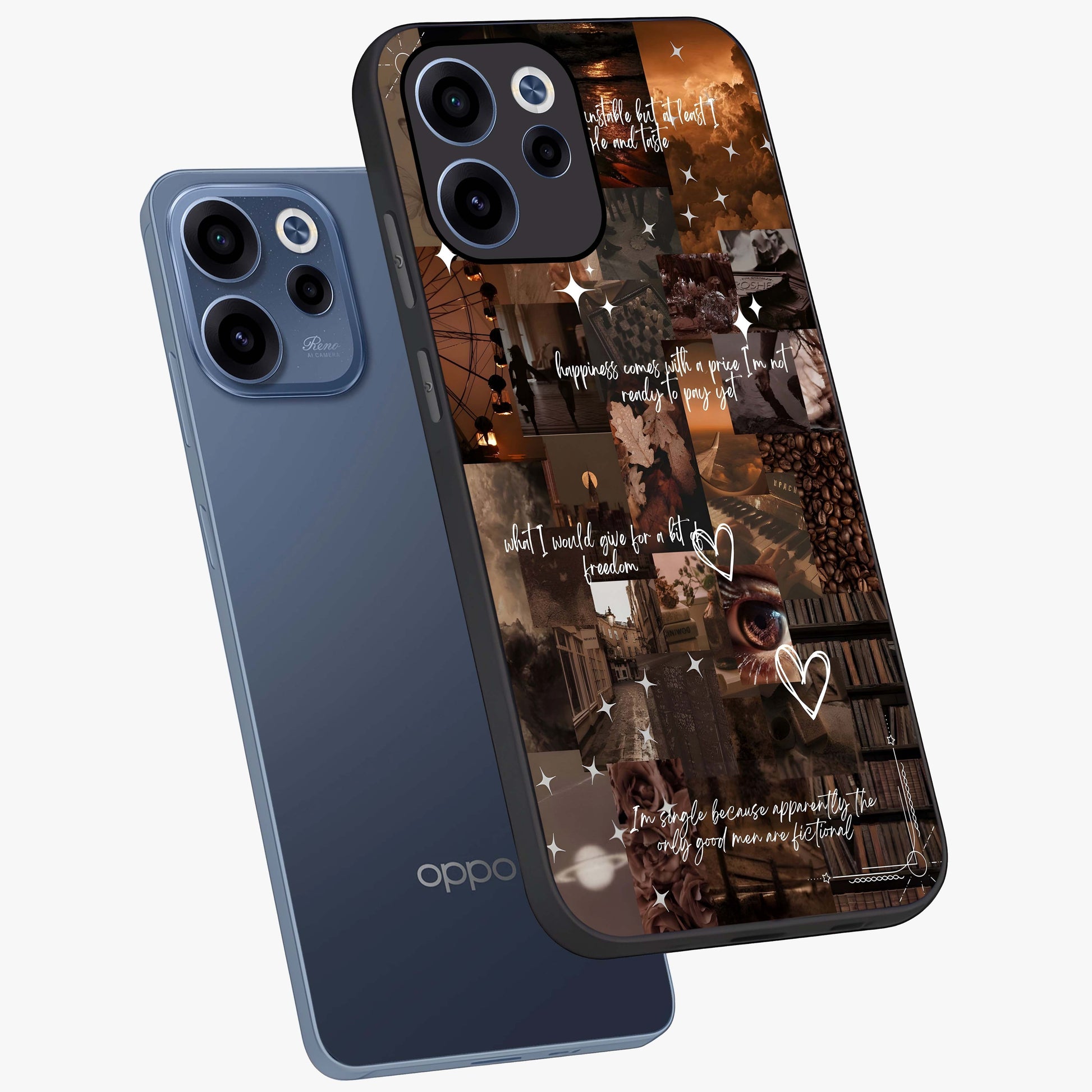 Bittersweet Aesthetic Chaos Glass Case displayed in angled mockup highlighting expressive abstract artwork and edgy aesthetic theme.