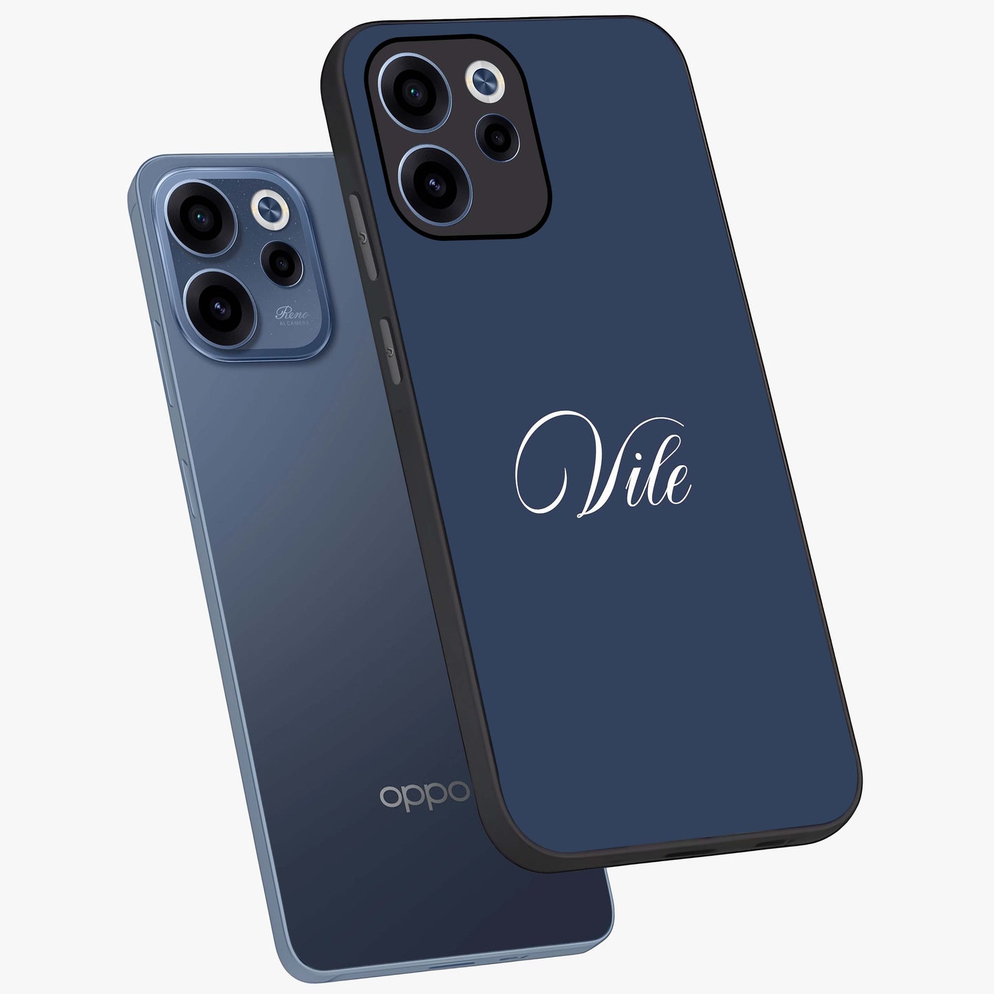 Blue Vintage Floral Pattern Glass Case showing flat back view with elegant vintage floral artwork and glossy glass finish.