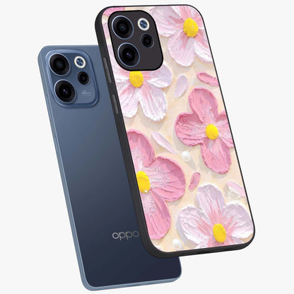 Blush Bloom Texture Glass Case displayed in angled mockup highlighting subtle bloom pattern with aesthetic pastel design.