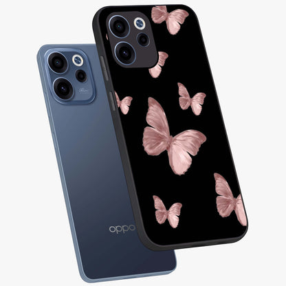 Butterfly Pattern Glass Case displayed in angled mockup highlighting delicate butterfly design and aesthetic pattern style.