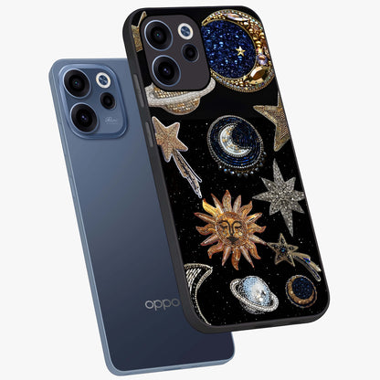 Celestial Gem Constellations Glass Case displayed in angled mockup highlighting gemstone inspired constellation design.