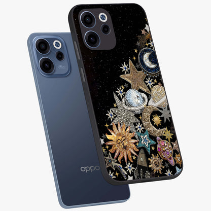 Cosmic Sparkle Dreams Glass Case displayed in angled mockup highlighting dreamy star sparkle design with celestial aesthetic.
